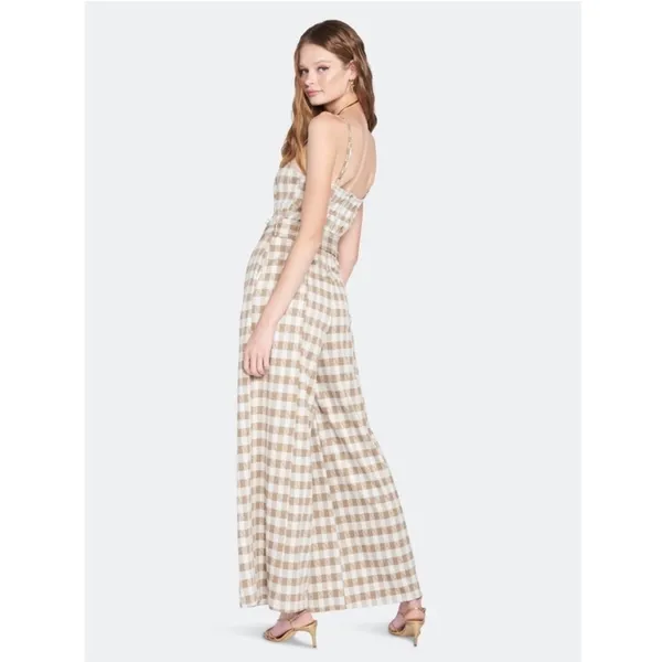 Anthropologie En Saison Brown Plaid Gingham Jumpsuit XS - Image 16