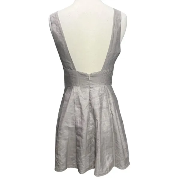 BCBGeneration Mini Dress 2 Light Gray Metallic Studded Pockets Fit Flare HOCO‎ - Image 6