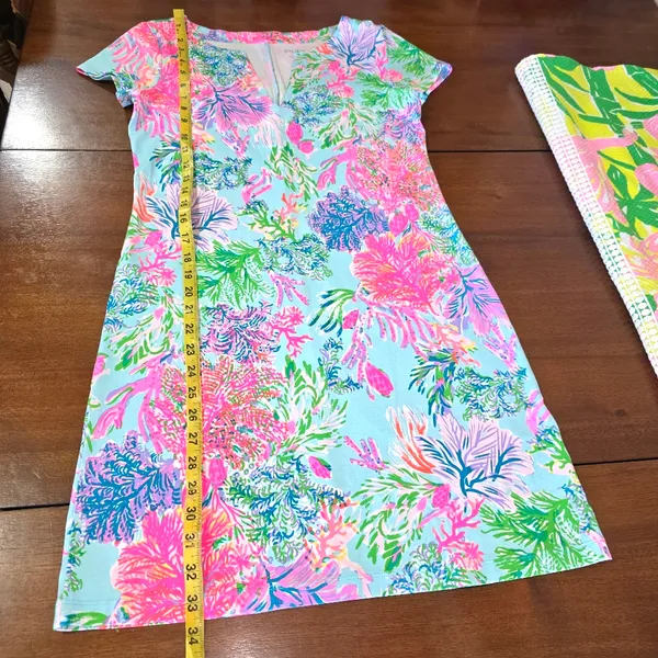 Lilly Pulitzer Blue Floral Midi Dress with Pink & Green Accents - Image 5