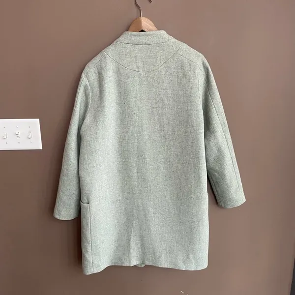 Zara Basic Collarless Wool Peacoat in Mint Size Medium‎ - Image 3