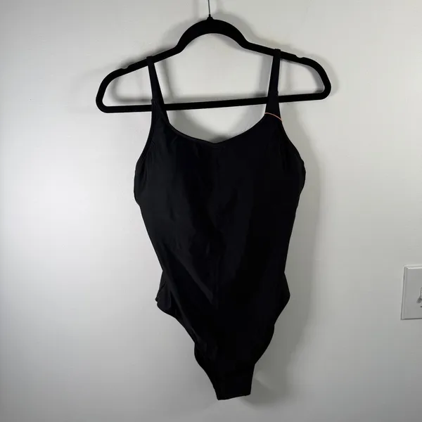 Quince Italian Cami One Piece Swimsuit Black Minimalist Capsule NEW Womens Large - Image 2