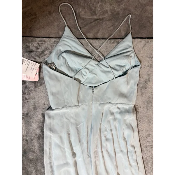 NWT Thread‎ Dessy CRISS CROSS BACK MERMAID WRAP DRESS Blue MIST SZ 6R Gown Dress - Image 8