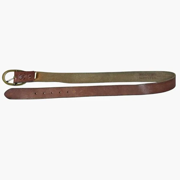 Mossimo Denim VTG Mossimo Supply Co Leather Belt Oval Brass Buckle Brown Cottagecore Western - Image 4