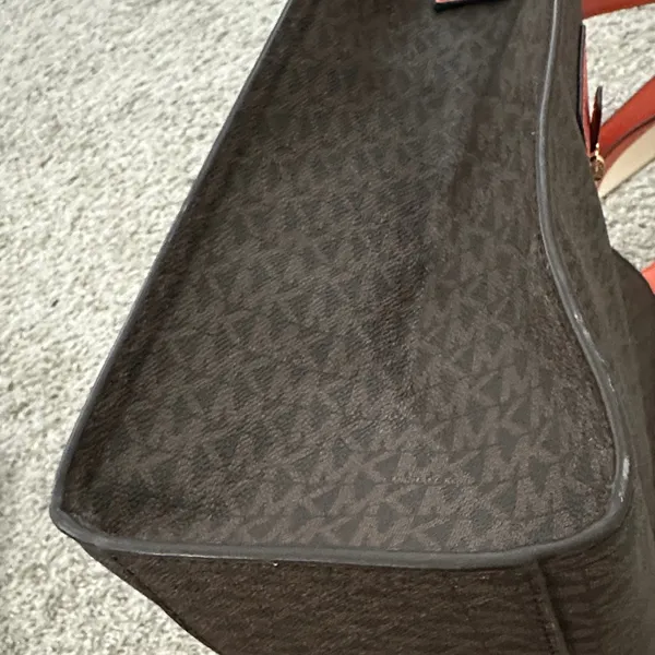 Michael Michael Kors Brown Tote with Orange Trim and Logo Print - Image 10