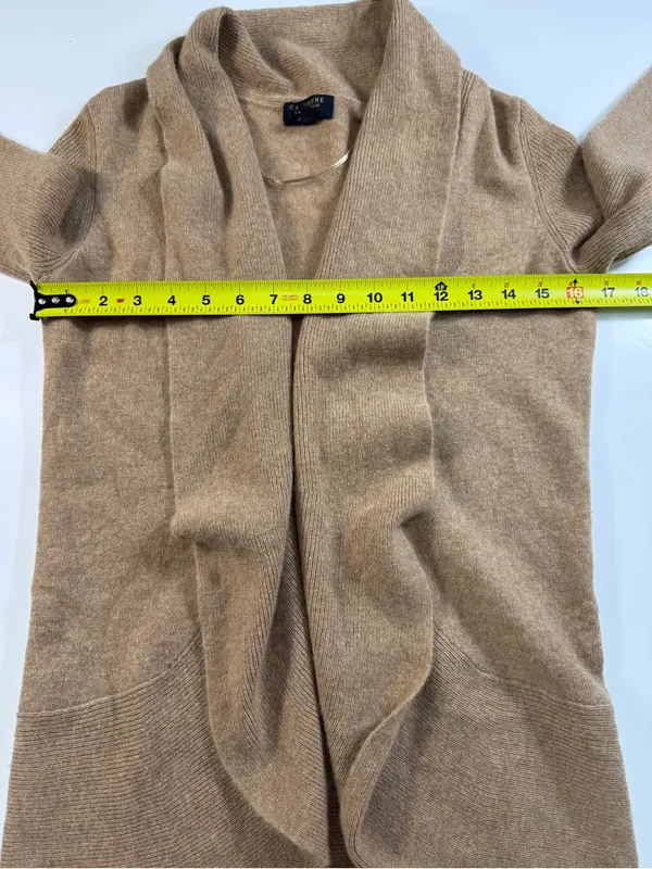 Cashmere Charter Club Relaxed Open-Front Cardigan in Camel Brown - Image 4
