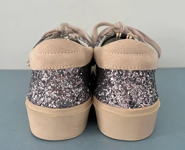Shu Shop Reba Silver Glitter Star Platform Sneakers - Image 7