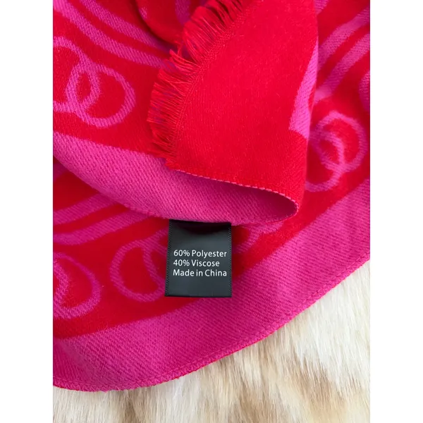 Bloomingdales 100% Exclusive 150th Anniversary Logo Wrap Scarf Pink Red Shawl - Image 6