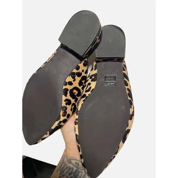 Cole Haan Piper Mule Women 6B Tan Leopard Calf Hair Pointed Toe Flat W08933 - Image 5