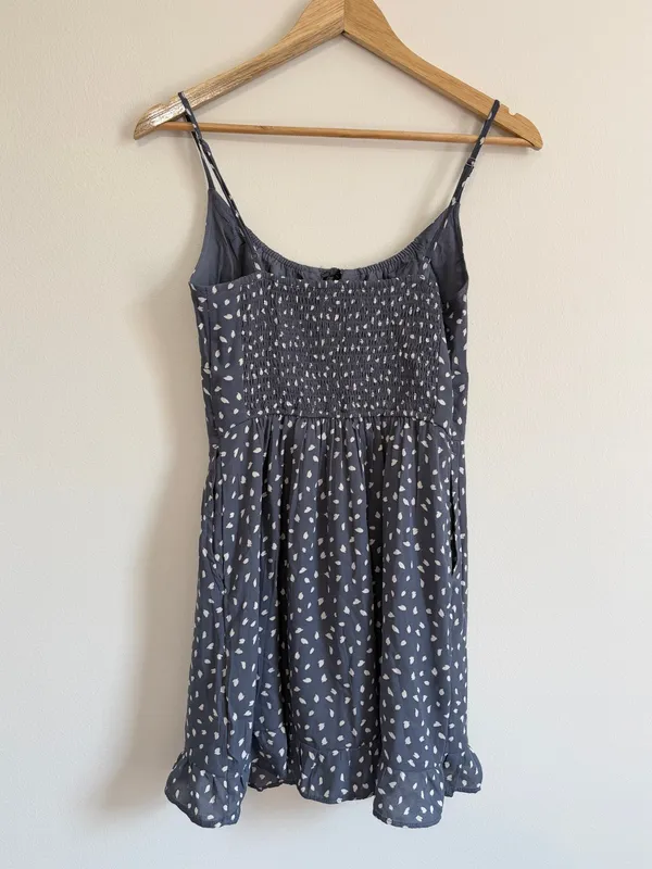 Abercrombie & Fitch Mini Polka Dot Dress Size Small Gray White - Image 6