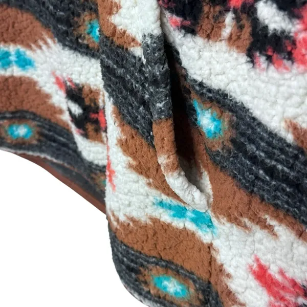Wrangler Retro 1/4 Zip Aztec Fleece Kangaroo Pocket Women's L Southwestern Rodeo - Image 4