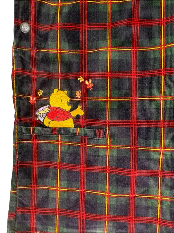 Vintage 90s Disney Store Winnie the Pooh Plaid Corduroy Jumper Dress M - Image 7