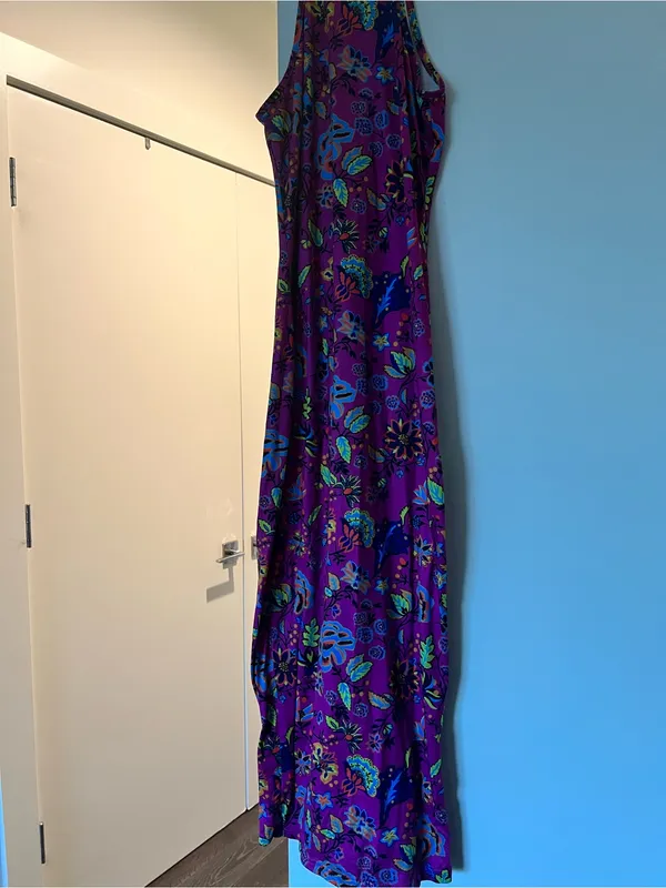 Bright Pink Floral Halter Maxi Dress - Image 2