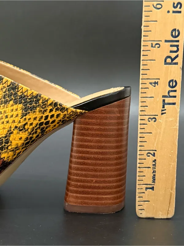 GIBSON LATIMER Mya Patchwork Snakeskin Leather Block Heel Mules Size 7.5 - Image 14