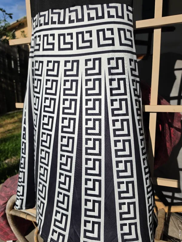 Dress with Black Greek Key Trim Small - Image 4