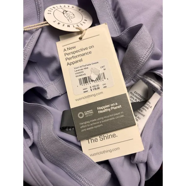 Vuori AllTheFeels™ One Piece Romper Lavender Mist BlissBlend™ Sz Medium New $118 - Image 3