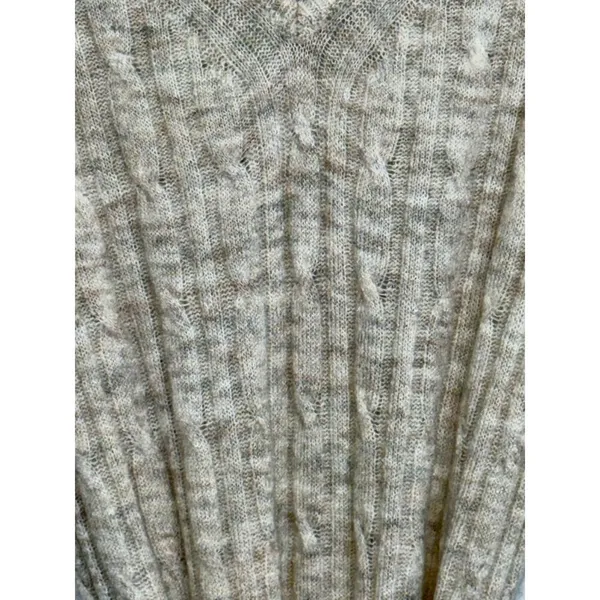 Abercrombie & Fitch Cream Ribbed Knit Long Sleeve Sweater Midi Dress Womens Sz S - Image 5