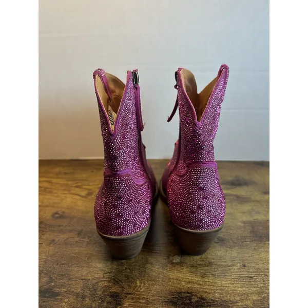 Dingo Silver Dollar Women’s 9.5M Fuchsia Pink Rhinestone Western Boots DI577 EUC - Image 5