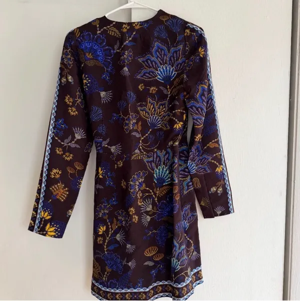 FARM Rio Brown Garden Floral Wrap Mini Dress Size S - Image 5