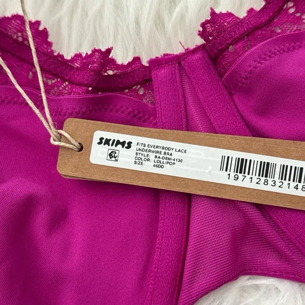 Skims Fits Everybody Lace Underwire Bra Lollipop Size 46DD - Image 8