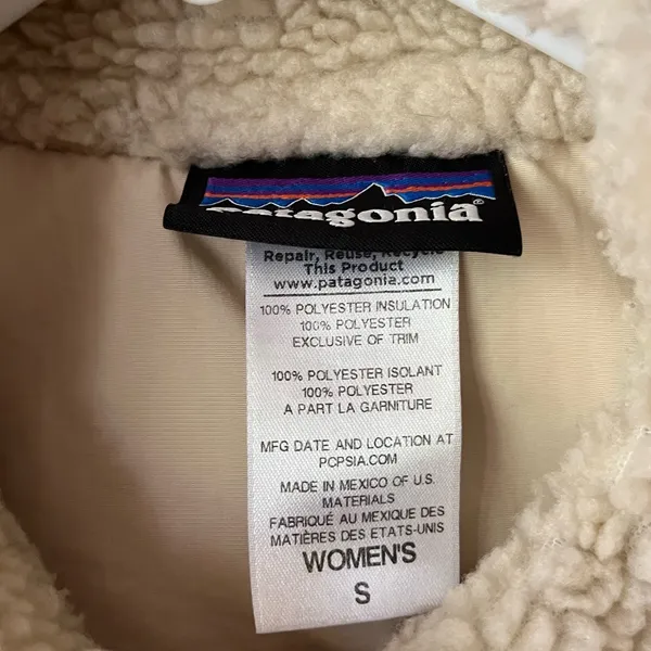 Patagonia Women’s Retro-X Fleece Vest Small Beige Sherpa Full Zip - Image 2