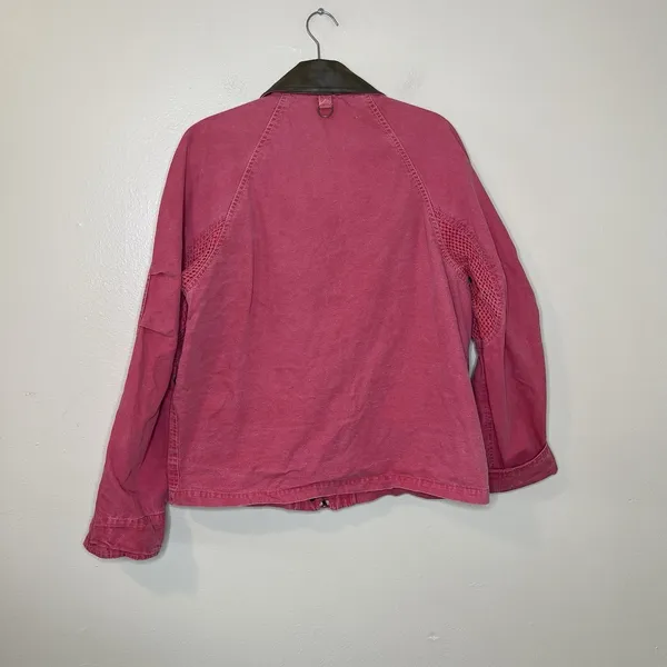 Vintage Hot Pink Bright Women's Chore Coat Utility Contrast Collar M Western 90s - Image 9