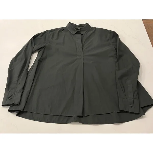 Uniqlo U Womens Olive Satin Cotton Shirt Jacket Small - Image 2