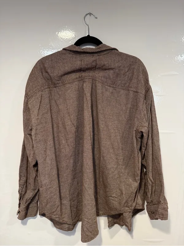 Aerie Brown Button-Up Shacket‎ Overshirt - Image 3