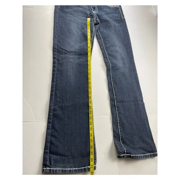 Miss Chic Women's Blue Denim Low-Rise Bootcut Jeans Size 9 - Image 2