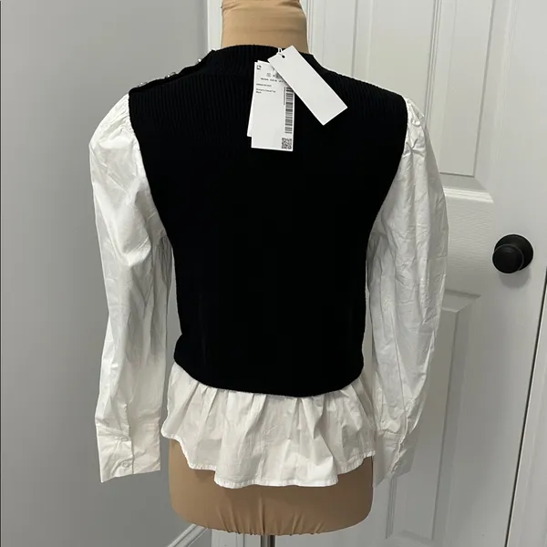 Urban Revivo Black White Sweater Shirt - Image 3