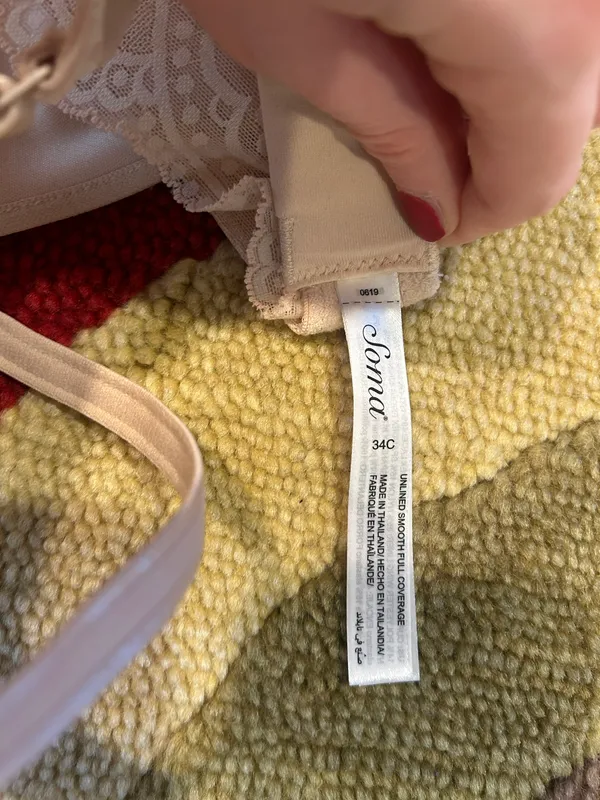 Soma NWOT Unlined Smooth Full Coverage Bra Light Beige Nude Lace Back Size 34C - Image 6