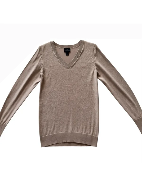Worthington Women's V-Neck Pullover Sweater Size S Beige - Image 2