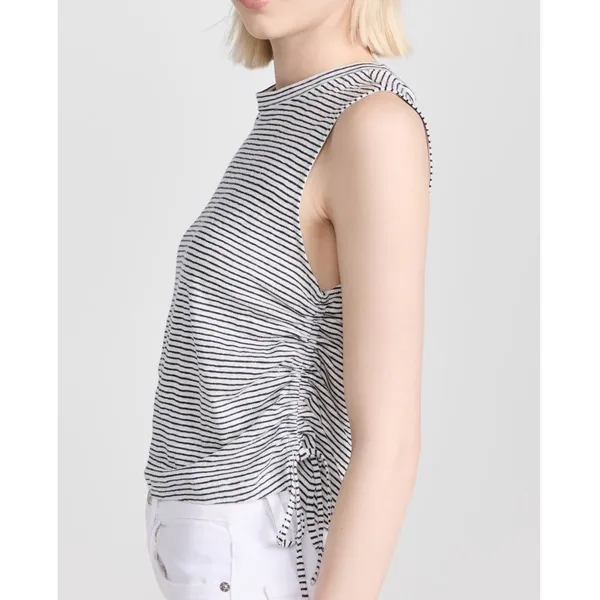 NWT Frame striped black white muscle tank‎ tie cinches large relaxed fit basic - Image 2