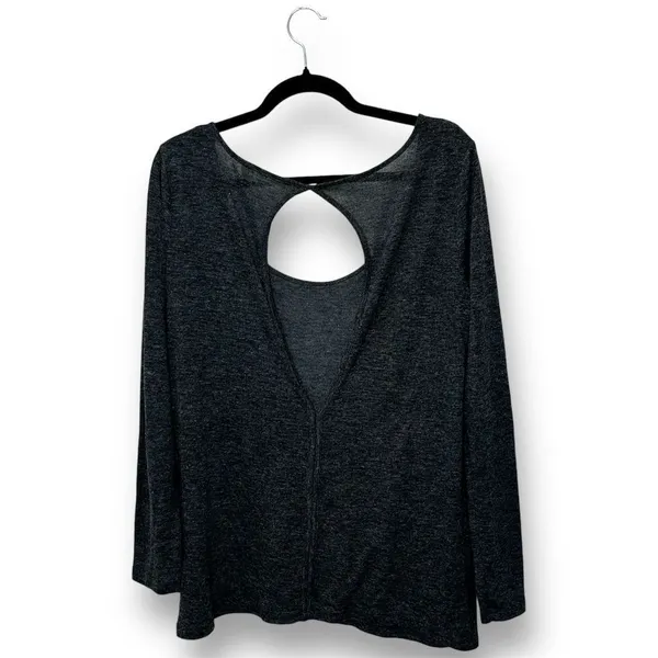 Pilcro Anthropologie Women Cut-Out Scoop Neck Top Gray‎ M Minimalist Lounge - Image 4
