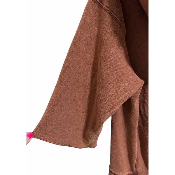 Free‎ People West Track Distressed Hoodie Brown Women's Size Small - Image 8