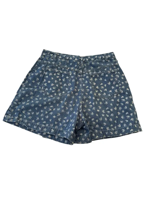 Vintage denim butterfly shorts size 18 32 Denim Floral Wrap Skort in Blue - Image 2