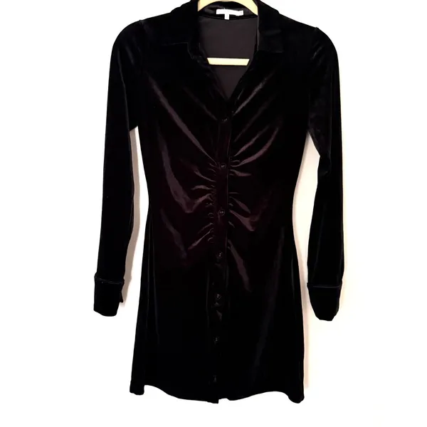 NIA Laurel Velvet Mini Shirt Dress Dark Romance Vampire Gothic Night Out Club XS - Image 2