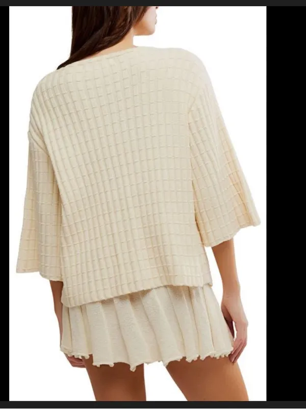 NWT Free People Kenzie Sweater top knit spring summer casual L coastal - Image 2