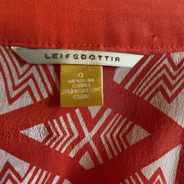 Leifsdottir Anthropologie Catalyst Red Orange White Silk Tunic‎ Dress Size 0 - Image 12