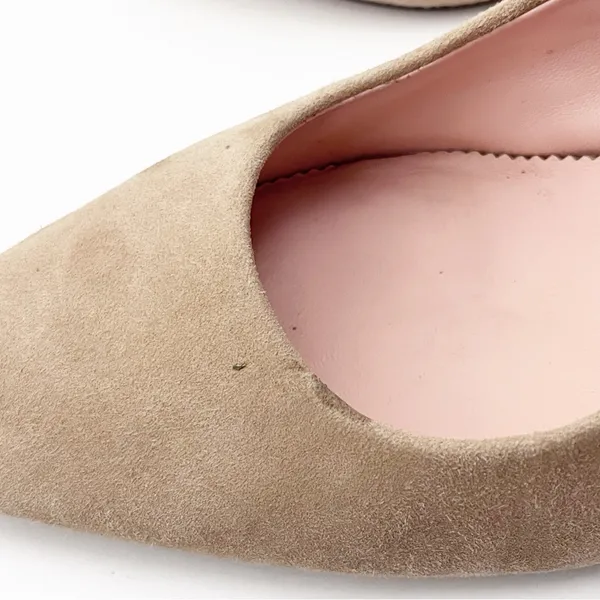 J. CREW Tan Suede Closed Square Toe Slip On Chunky Block Heels 9 Office Neutral - Image 6