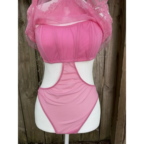Victoria’s Secret Very Sexy Sheer Teddy M NWT Floral Embroidered Boho Lingerie - Image 3
