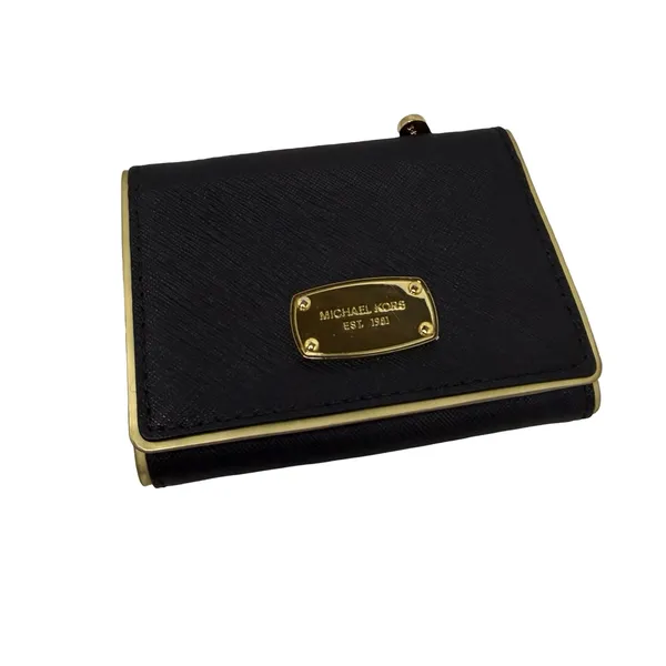 Michael Kors Black Foldable Wallet with Gold  Trim - Image 2