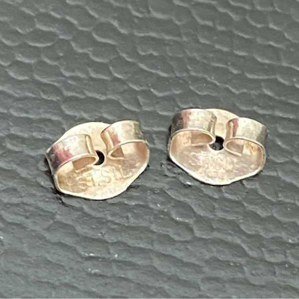 Sterling Silver Vintage STR.SII Turquoise Inlay Comma Teardrop Post Earrings - Image 11