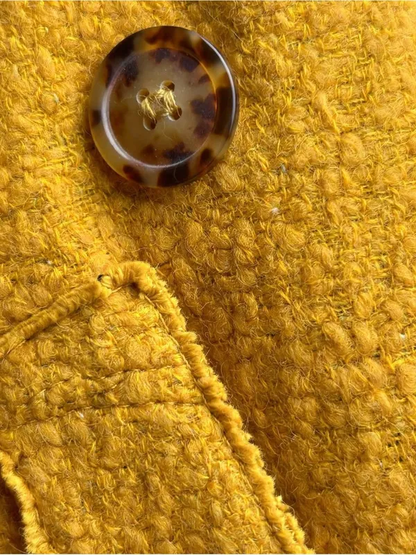 Forever 21 Contemporary Mustard Yellow Wool-Blend Double-Breasted Coat - Image 3