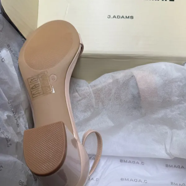 Block Heel Ankle Strap Sandals Nude J. Adams 8‎ - Image 5