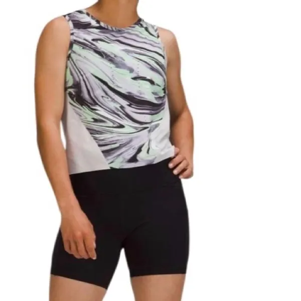 Lululemon Swift Ventilated Running Tank Top Paint Glide Warp Multi Size 4 - Image 6