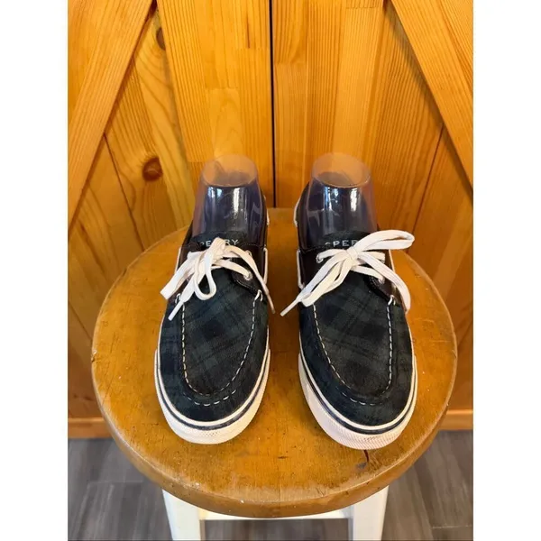 Sperry Top Sider Biscayne Navy/Green Plaid Boat Shoes Size 7.5 - Image 2