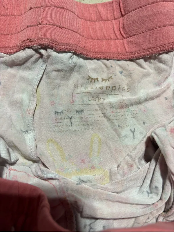 Little sleepies Pink boho bunnies Print Pajama Pants large - Image 4