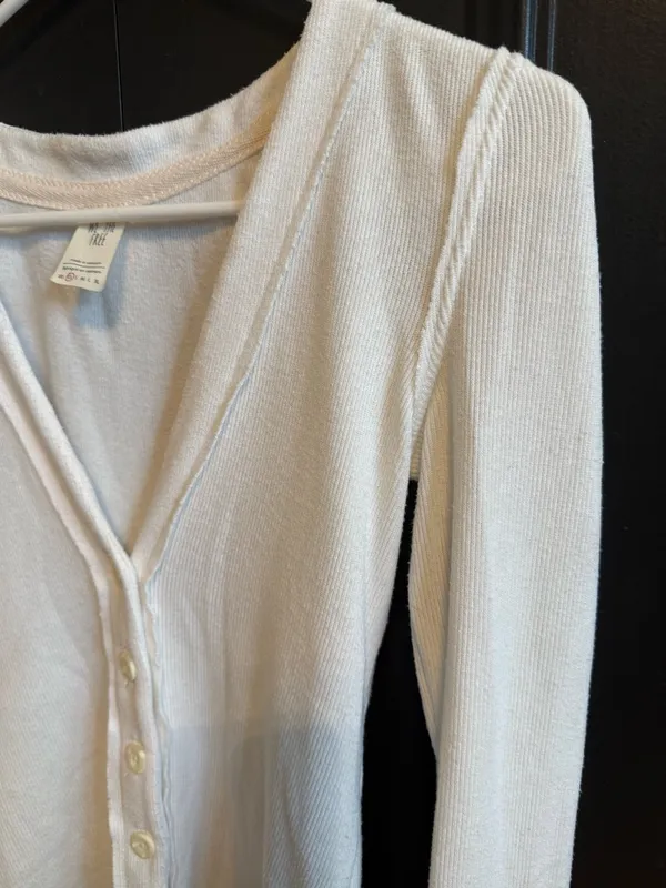 We The Free Ivory Button-Front Long Sleeve Top - Image 5