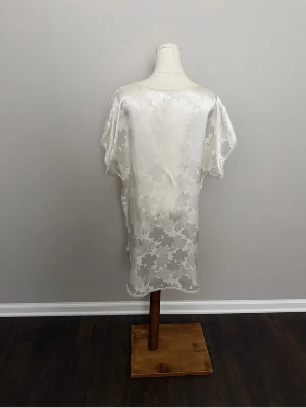 Vintage Lily Of France Nightgown Nighty Dress Satin Floral Lace Ivory Cream - Image 9