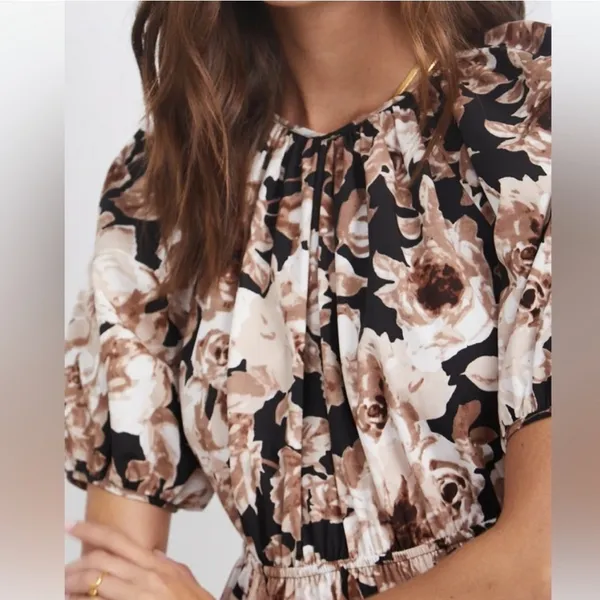 Rails‎ Khloe Floral Knee Length Shift Dress Sepia Roses Sz XS - Image 6